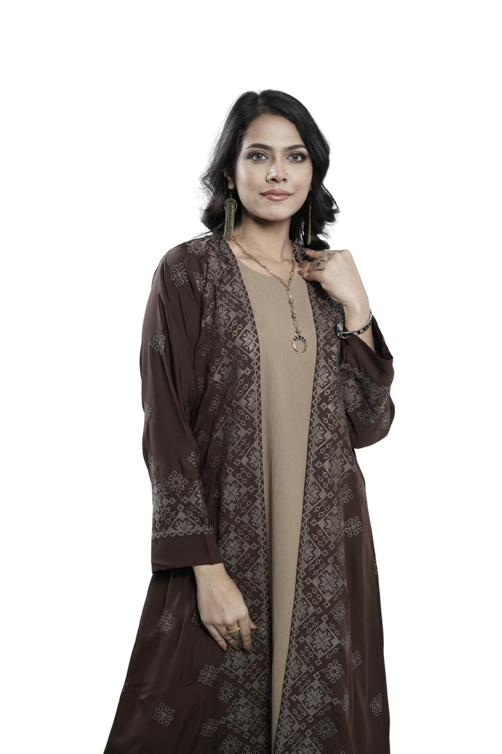 Shrug - Jamdani Coffee Shrug - Jamdani Coffee 2 - Image 1