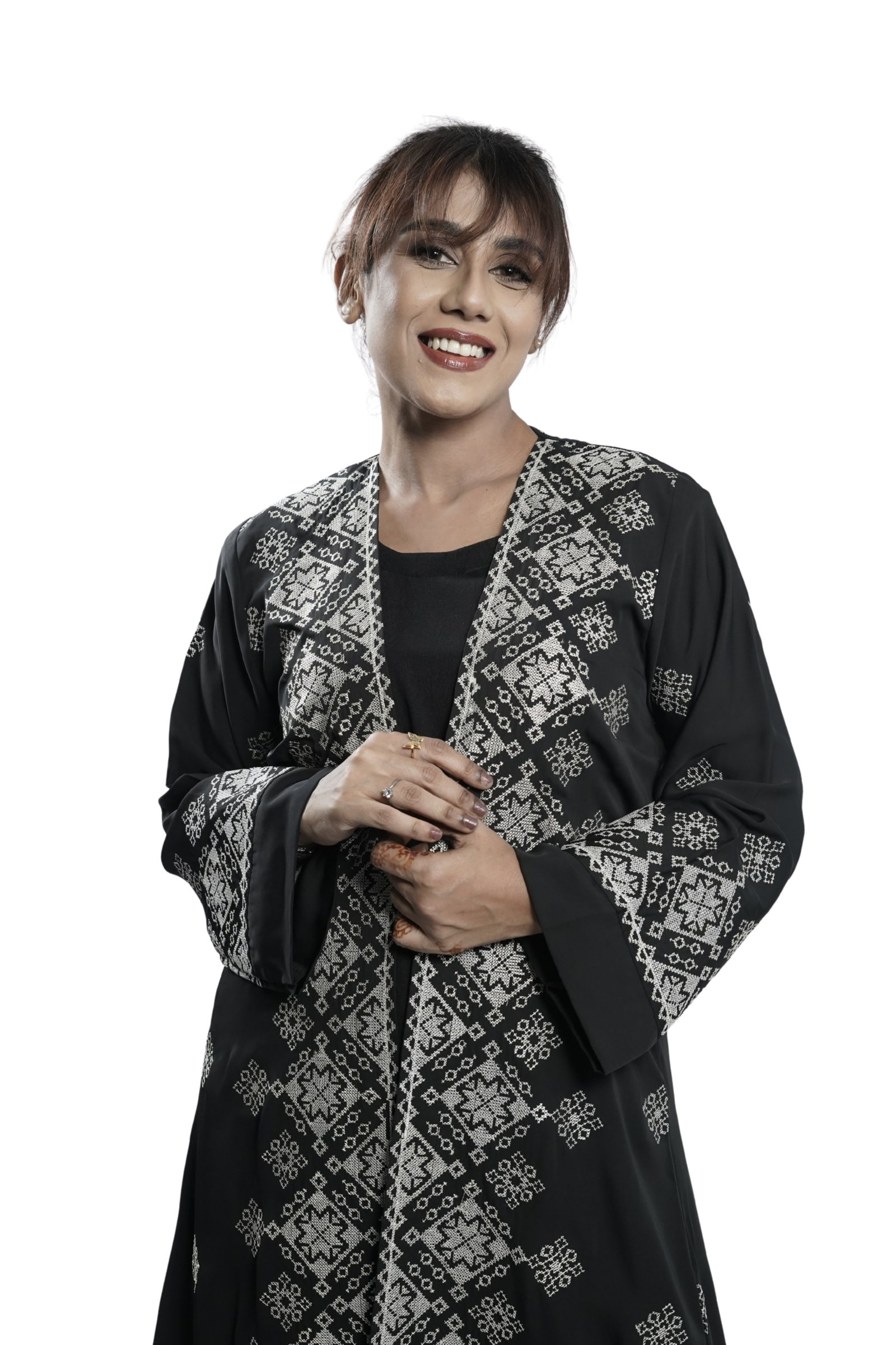 Shrug-Jamdani black Shrug-Jamdani black - Image 1